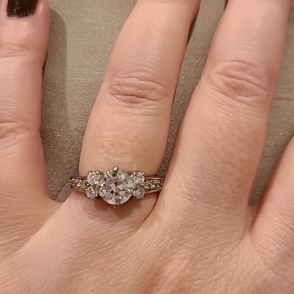 Cubic zirconia stainless steel ring